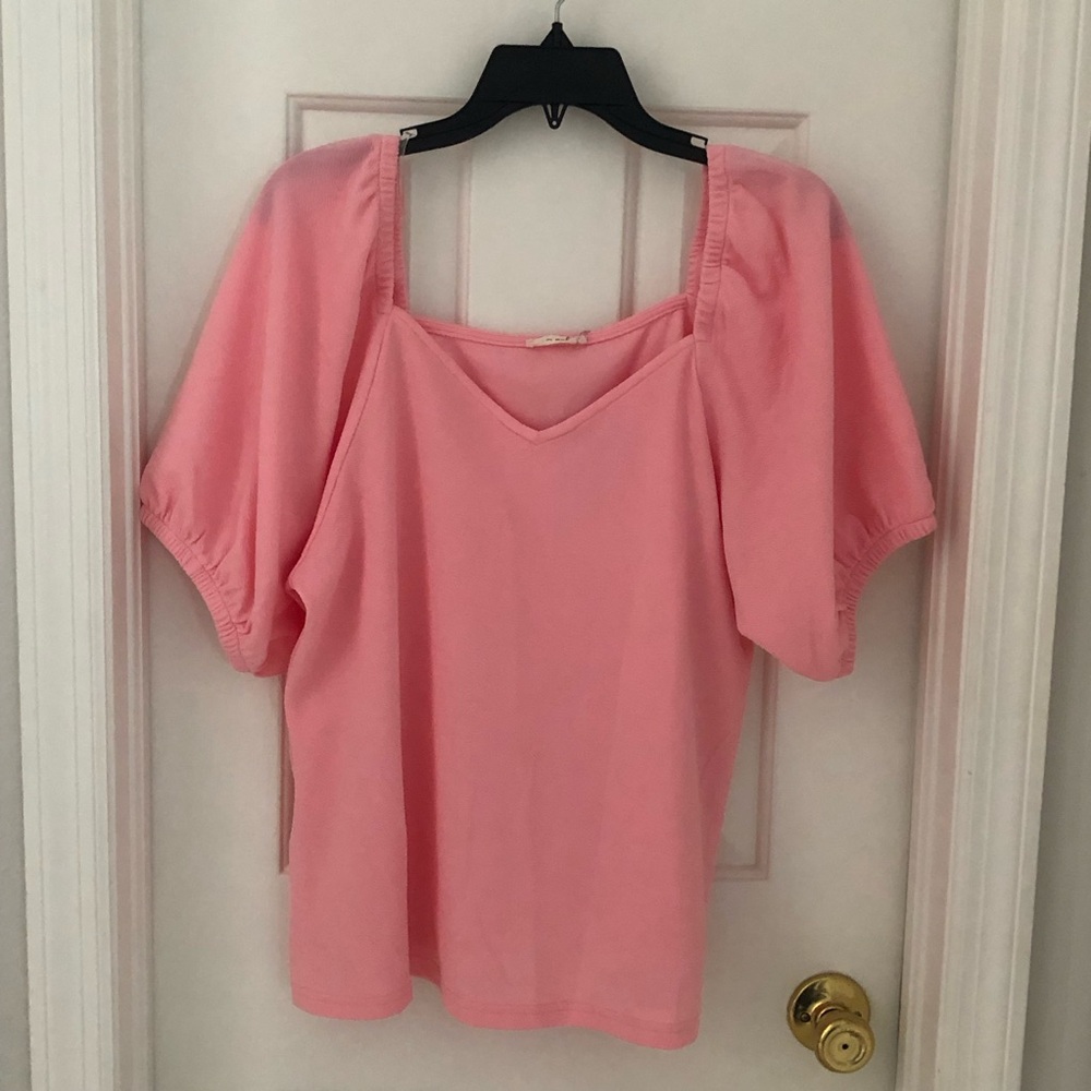 Kori Pink Puff-Sleeve Blouse NWT XL